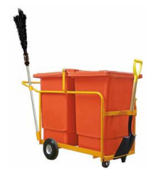 CARRO BARRENDERO DOBLE CON ARMAZON TUBULAR, PALA Y ESCOBA BAR-350